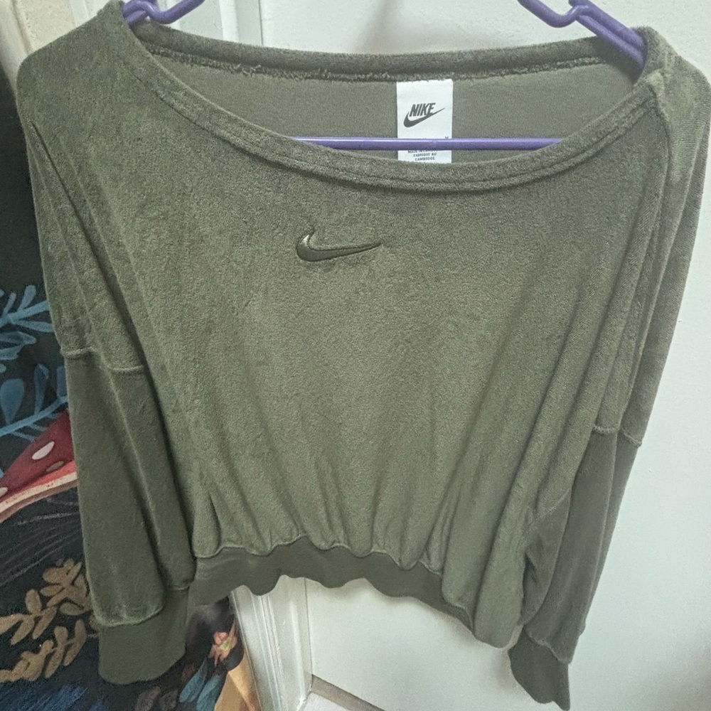 Nike Green Crop 3/4 Sleeve Hoodie